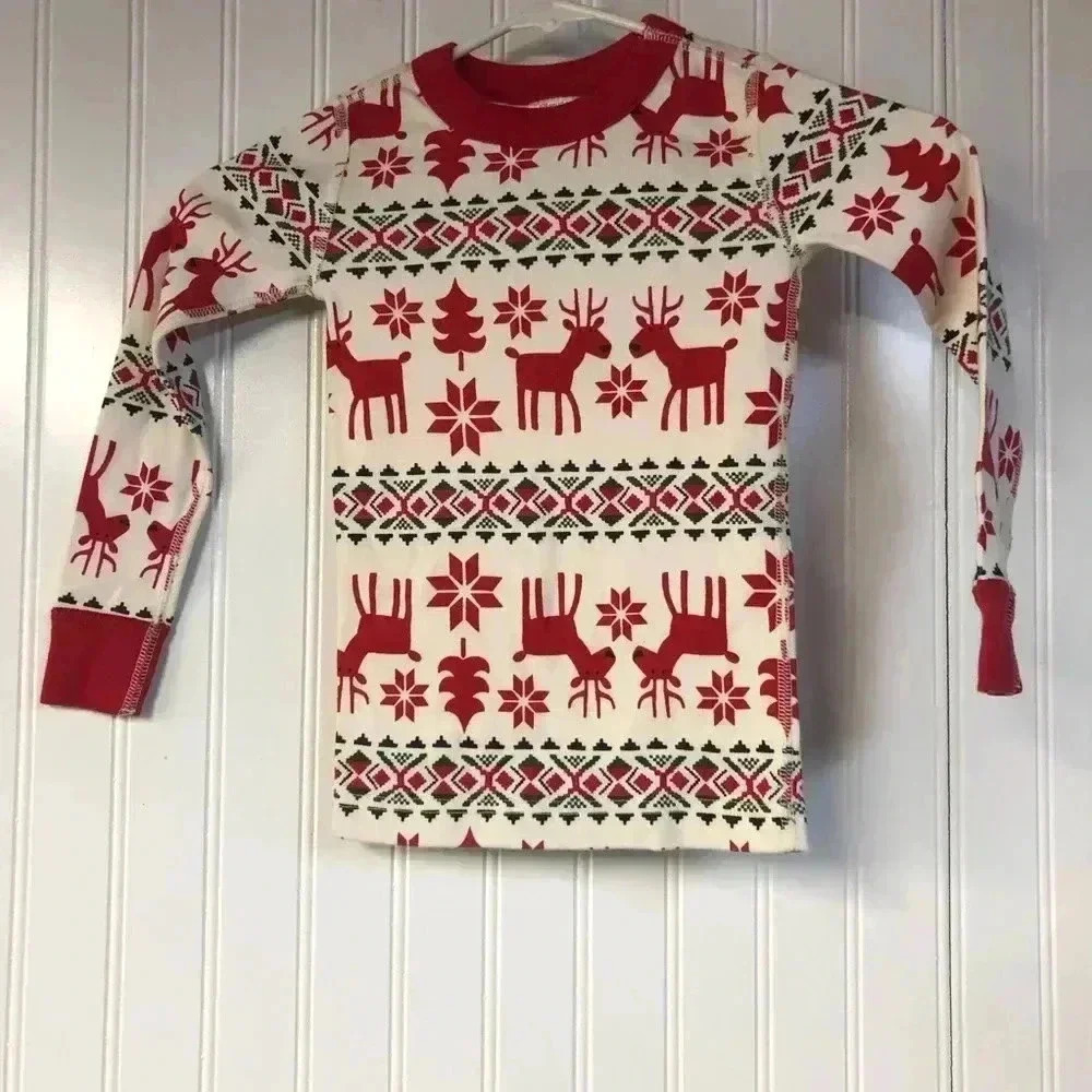 Hanna Andersson Size 4 Deer Dear Christmas Pajama Top Long Sleeve Holiday